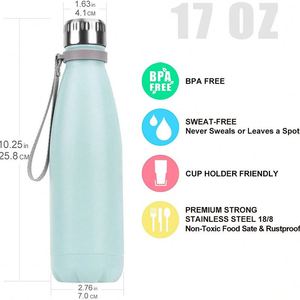Bouteille d'eau en acier inoxydable avec impression de logo, cadeau promotionnel personnalisé, bouteille d'eau de sport 500 ml - Product Image 2
