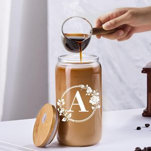 <span class=keywords><strong>Prix</strong></span> d'usine en gros Tasse à café en verre <span class=keywords><strong>de</strong></span> 16 oz avec couvercle en bambou et paille sans BPA Style classique Poignée portable FIRE. Boissons à la bière - Product Image 4