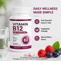 Vitamine B12 Snel Oplossende Tabletten 1000 Mcg voor Energie Ondersteuning