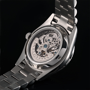 Đồng hồ cơ dây thép không gỉ cao cấp sang trọng, thiết kế cổ điển kiểu Oyster <span class=keywords><strong>Skeleton</strong></span>, đính kim cương thật, chống nước, quyến rũ. - Product Image 5