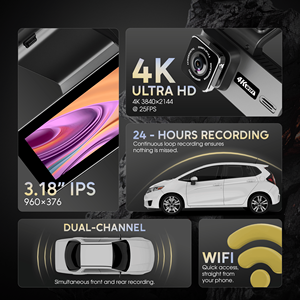 Dashcam <span class=keywords><strong>4K</strong></span> pour voiture et moto avec capteur <span class=keywords><strong>Sony</strong></span> 1080p Vision nocturne Caméra avant et arrière Voiture Black Box - Product Image 4