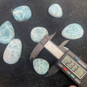 Doğal mavi taş Oval şekil Cabujones Larimar takı yapımı - Product Image 6