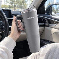 Gobelet isotherme en acier inoxydable de 40 oz, anti-fuite, sans BPA, avec poignée et paille, tasse à café de voyage pour extérieur et bureau, logo personnalisé