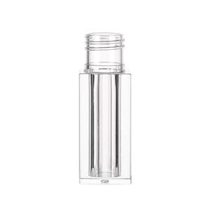 Clear Square Lip Gloss <b>Tube</b> with Screw Cap and Brush PETG Cosmetic Container - Product Image 2