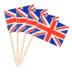 Nuoxin bendera nasional kertas Inggris, bendera tusuk gigi untuk pesta ulang tahun kue