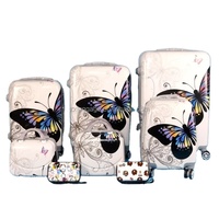 Valise de voyage réglable imprimée sur mesure valise coque dure colorée imprimée papillon valise à motifs mignons