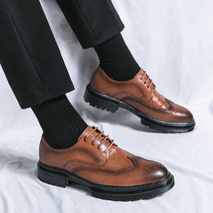 Chaussures d'affaires pour hommes, style britannique, chaussures habillées rétro brûlées, grandes tailles 38-46 - Product Image 2