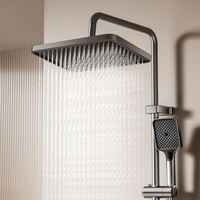 Robinet de douche numérique monocommande gris anthracite avec jets pluie doux et puissants, en laiton céramique poli, pour salle de bain domestique