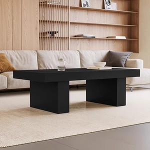 Mesa de Centro de Madera Maciza Negra Estilo Wabi-Sabi, Mueble de Sala de Estar Multifuncional de Diseño Japonés para Balcón y Ventana - Product Image 4