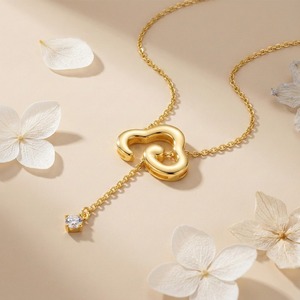 Collar con colgante de circonita de nube de oro amarillo de 18 quilates, joyería fina de Plata de Ley 925, collares de lazo de cielos nublados para regalo de mujer - Product Image 5