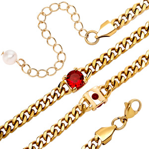 New Color-Retaining Stainless Steel Cuban Chain Simple Unique <b>Gemstone</b> <b>Bracelet</b> European American Unisex Chain Tanjing - Product Image 4