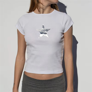 Y2k bébé t-shirt femmes <span class=keywords><strong>vêtements</strong></span> d'été imprimé graphique col rond à manches courtes t-shirt gilet décontracté 2000s <span class=keywords><strong>vêtements</strong></span> Streetwear - Product Image 5