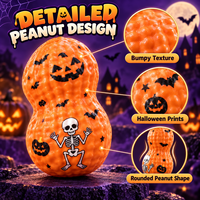 Jouets Squishy en PU à Remontée Lente en Forme d'Arachide pour Halloween, Imprimés, Doux, Anti-Stress, Cadeaux de Fête, Vente en Gros