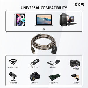 <span class=keywords><strong>Cable</strong></span> de Extensión USB 2.0 de 5 Metros, AM <span class=keywords><strong>a</strong></span> AF, <span class=keywords><strong>Cable</strong></span> de Nailon Trenzado Plateado Transparente para <span class=keywords><strong>PC</strong></span>, Unidad Flash USB, Cámara Web, <span class=keywords><strong>Impresora</strong></span> - Product Image 5