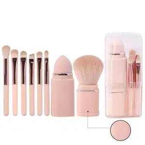 Gmagic Square Retractable Makeup Brush Set 8-in-1 Multifunctional Portable Transparent Box Travel Full Set Of Beauty Tools