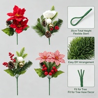 Tengsen Kleiner Europäisch-Amerikanischer Weihnachtsdekorationsstrauß Künstliche Tannenzapfen Grünzeug DIY Kranz Baum Fenster Tür Feiertagsdekoration