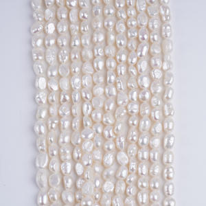 6-7mm Natural Freshwater Pearl Bead Double-<b>Sided</b> Glossy Straight Hole for DIY Necklace Jewelry <b>White</b> Semi-Finished Accessories - Product Image 1