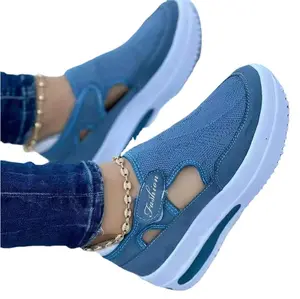 Sneakers Sport Thick Platform Ladies Leisure Shoes Lace Up Comfortable Breathable Canvas Hollow Out Shoe for Women