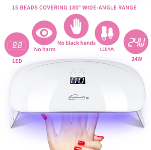 Séchoir à ongles <span class=keywords><strong>UV</strong></span> <span class=keywords><strong>24</strong></span> watts <span class=keywords><strong>LED</strong></span> avec affichage <span class=keywords><strong>Lampe</strong></span> de polymérisation à usage domestique Prix d'usine <span class=keywords><strong>Lampe</strong></span> <span class=keywords><strong>UV</strong></span> à <span class=keywords><strong>LED</strong></span> de marque privée - Product Image 2