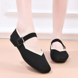 Zapatos Planos de Punto para Mujer, Estilo Mary Jane, Punta Redonda, Zapatos de <span class=keywords><strong>Ballet</strong></span>, Correa Ajustable con Hebilla, Tallas Grandes Incluidas - Product Image 4