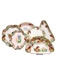 Assiette en papier jetable avec motif de fruits, champignon, lapin, pour dîner de fête de Pâques Assiette à pizza pétale