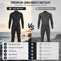 Combinaison de plongée intégrale en néoprène 3 mm pour homme, à manches longues, pour les écoles de surf et de plongée
