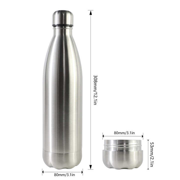 18oz Vacuum Insulated Cola Shaped Bottle 18/8 Stainless Steel Metal Diversion Safe Water Bottle with Hidden Compartment
