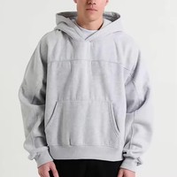 Sweat à capuche homme personnalisé avec logo, épaules tombantes, en molleton bouclette lourd 420 g/m², coton, design patchwork hiver