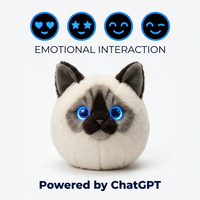 Peluche Électronique Chat Ragdoll ChatGPT IA Intelligente avec LED à Tonalité Chaude Variable et Communication Multilingue