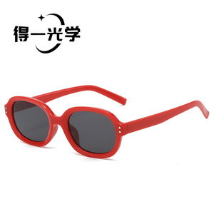 Studded <b>Sunglasses</b> 3D Oval Small Frame Women UV400 Protection Black PC Frame - Product Image 4