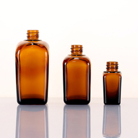 Vente en gros compte-gouttes en verre ambré de luxe carré rond épaule 10ml 20ml 30ml 50ml 100ml pour sérum huile
