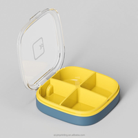 Boîte à pilules portable 4 compartiments scellée, petite et économique, pour le rangement des médicaments en voyage et au quotidien
