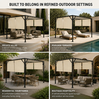 Pergola à auvents latéraux réglables 3x3m, structure tout acier thermolaqué, autoportante, résistante aux intempéries pour repas en extérieur