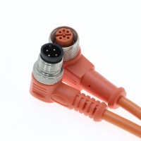 Connecteur Circulaire M12 Personnalisé 5 Broches Orange Câble Surmoulé Droit Codé A Câblage Surmoulé Personnalisé
