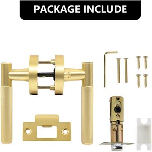 Asidrama confezione da 4 maniglie per porte interne in oro spazzolato con lucchetto in materiale zinco per camera da letto o bagno