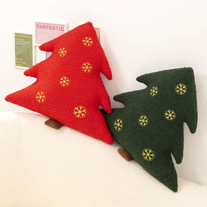 Coussin Arbre de Noël Éducatif en Peluche Douce Non Toxique Vert & Blanc Personnalisable, Jouet Promotionnel pour Fêtes de Fin d'Année avec Logo Personnalisé - Product Image 1