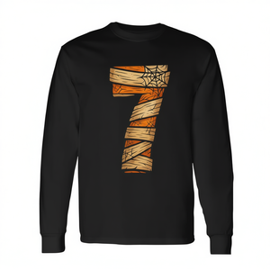 T-shirt à manches longues pour Halloween avec motif numéro 7 pour les fêtes costumées - Product Image 2