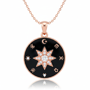 Émail noir rond Design blanc Zircon pierre charme collier turc en gros 925 bijoux en argent Sterling - Product Image 2