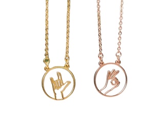 Đồ Trang Sức Thời Trang Thép Không Gỉ Tùy Chỉnh Vòng Tròn Cử Chỉ Tay Vòng Cổ Ngôn Ngữ Ký Hiệu Vòng Cổ Chị Em Người Bạn Tốt Nhất Vòng Cổ - Product Image 1