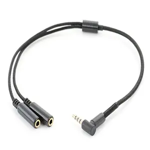 批发高品质2合1音频电缆3.5毫米Y分离器音频电缆耳机耳机电脑麦克风适配器音频辅助电缆