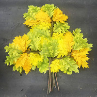 Vente en gros de feuilles de chêne artificielles pour la décoration intérieure de Thanksgiving, branches de plantes vertes suspendues, tiges de feuilles de chêne artificielles