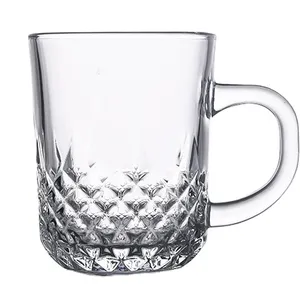 Custom 420ml 14.5oz Modern Simple Clear Glass Coffee Cup with