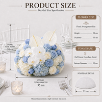 Centre de table réaliste en fleurs de soie bleues, haute simulation, aspect préfabriqué, fait main, réutilisable pour mariages et événements