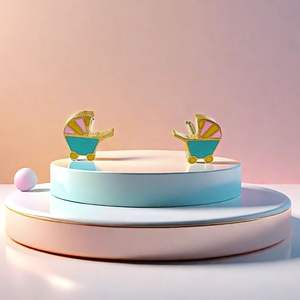 2024 nuevo compacto delicado chapado epoxi cochecito <span class=keywords><strong>de</strong></span> bebé Stud pendientes sección lindo mini pendiente <span class=keywords><strong>de</strong></span> dibujos animados azul pendiente único femenino - Product Image 4