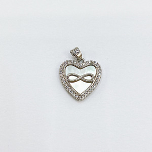 Wholesale Brass <strong>Infinity</strong> <strong>Symbol</strong> Heart <strong>Charm</strong>, Custom Brass Heart Pendant with Natural Shell Inlay - Product Image 1