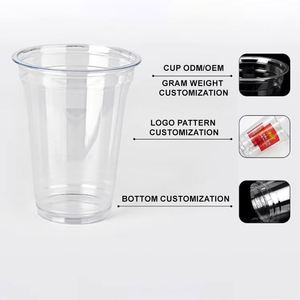 Vasos de Plástico PET de 98 mm de Pared Simple, Ecológicos, con Logotipo Personalizado, de Alta Calidad al por Mayor, con Tapas para Café, Leche, Té, Vodka, Agua Mineral - Product Image 3