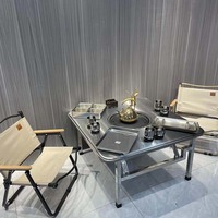 Table à manger en acier inoxydable populaire pour le camping en plein air pour le stockage pliant barbecue marmite nouveau produit