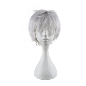 Gintoki Sakata Cosplay parrucca grigio argento Anime corta parrucca Gintama rovesciata capelli sintetici con <span class=keywords><strong>basette</strong></span> per uomo Costume - Product Image 1