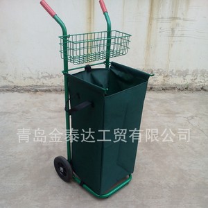 Chariot de ramassage de feuilles de jardin 1215x485x490mm 2 roues en acier maillé avec rangement d'outils amovible pour usage extérieur vert - Product Image 5