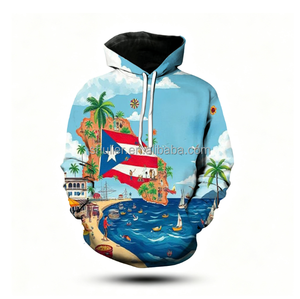 Felpa con Logo Portoricano Personalizzata all'Ingrosso, Stampa Digitale 3D in Poliestere, Felpa con Cappuccio e Coperte per Uomo - Product Image 3